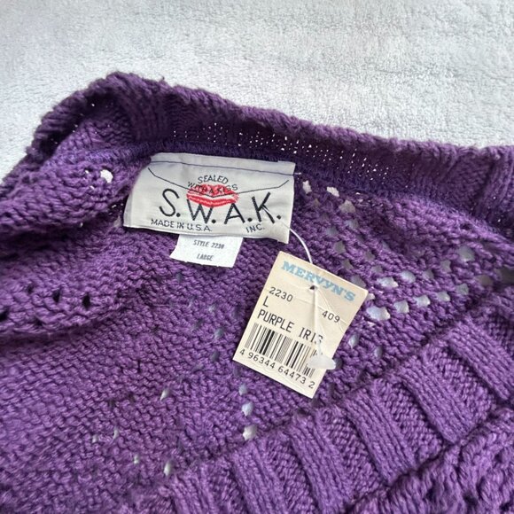 S.W.A.K. Purple Iris Knit Sweater Women’s Large V-Neck Textured Pullover NWT - Picture 3 of 7